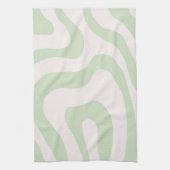 セージ緑液体スワール溝状ストライプY2Kパターン キッチンタオル (縦)