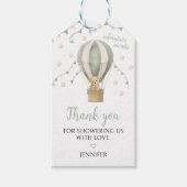 セージ緑熱風船男の赤ちゃんシャワー ギフトタグ (正面)