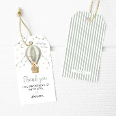 セージ緑熱風船男の赤ちゃんシャワー ギフトタグ