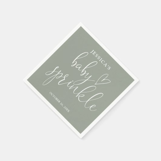 セージ緑男女兼用ベビー散水シャワー スタンダードカクテルナプキン (角)