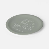 セージ緑男女兼用ベビー散水シャワー ペーパープレート (アングル)