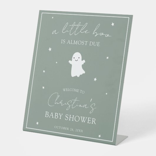 セージ緑男女兼用赤ちゃんシャワー歓迎サイン 台座サイン (正面)
