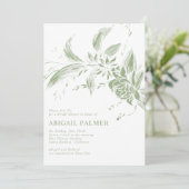 セージ緑結婚の花のブライダルシャワー 招待状 (スタンド正面)
