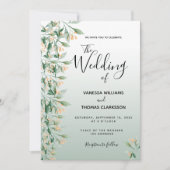 セージ緑結婚の花 招待状 (正面)