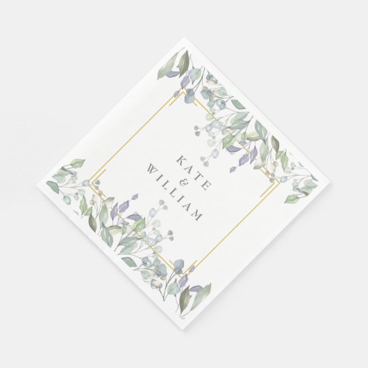 セージ緑結婚の薄紫の水色フローラ スタンダードランチョンナプキン (角)
