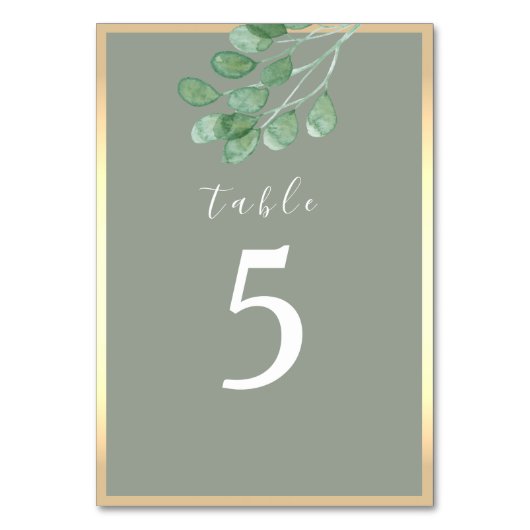 セージ緑結婚植物表 テーブルナンバー (正面)