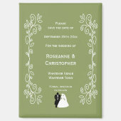 セージ緑色花嫁デザイン結婚ズ マグネット (正面)