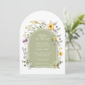 セージ緑茶パーティーベビーイン開花ベビーシャワー 招待状 (スタンド正面)