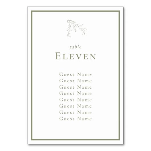 セージ緑葉のとベリーのテーブルの座席表 テーブルナンバー (正面)