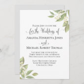 セージ緑葉の葉エレガントのフローラ 招待状 (正面/裏面)