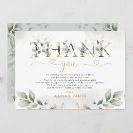 セージ緑葉ユーカリ結婚スサンキューカード 招待状