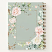 セージ緑金ゴールド水彩フローラ ノートブック (裏面)