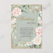 セージ緑金ゴールド水彩QRコード結婚ズ エンクロージャーカード (正面)