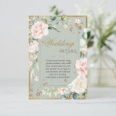 セージ緑金ゴールド水彩QRコード結婚ズ エンクロージャーカード (スタンド正面)