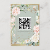 セージ緑金ゴールド水彩QRコード結婚ズ エンクロージャーカード (裏面)