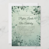 セージ緑離れ植物植物色結婚の 招待状 (正面)