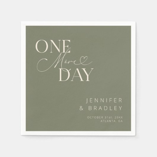 セージ緑1日追加リハーサルディナー スタンダードカクテルナプキン (正面)