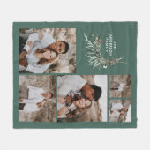 セージ緑5枚の写真モダン植物家族のプレゼント フリースブランケット (正面(横))