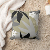 セージ緑&グレー芸術的抽象芸術フローラルパターン クッション (ブランケット)