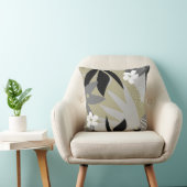 セージ緑&グレー芸術的抽象芸術フローラルパターン クッション (椅子)