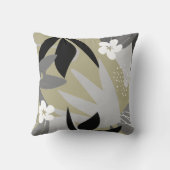 セージ緑&グレー芸術的抽象芸術フローラルパターン クッション (裏面)