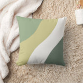 セージ緑、ライトブラウン、ホワイトウェーブ クッション (ブランケット)