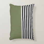 セージ緑(白黒ストライプ) アクセントクッション (正面(垂直))