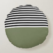 セージ緑(白黒ストライプ) ラウンドクッション (裏面)
