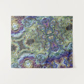 セージ緑、紫の青のモチーフ抽象芸術 タペストリー (正面(横))