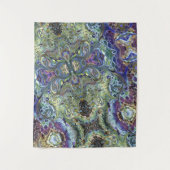 セージ緑、紫の青のモチーフ抽象芸術 タペストリー (正面)