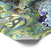 セージ緑、紫の青のモチーフ抽象芸術 ポスター (角)