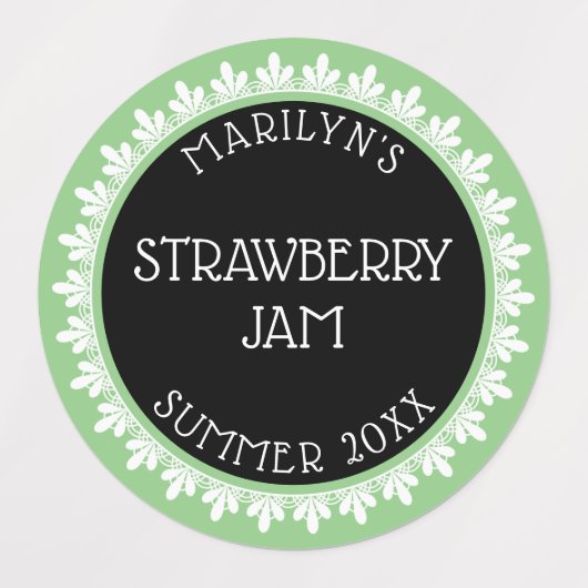 セージ緑、黒と白の缶詰ラベルシール ラベル (デザイン1)