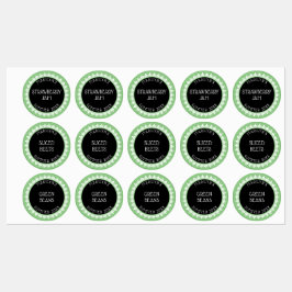セージ緑、黒と白の缶詰ラベルシール ラベル