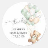 セージ緑Bearly待ちシャワモダンーサンキュー ラウンドシール (正面)