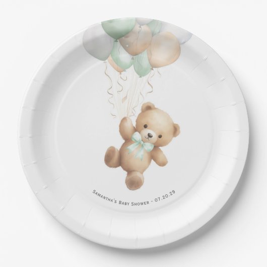 セージ緑Bearly待機シャワー男女兼用付き ペーパープレート (正面)