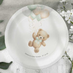 セージ緑Bearly待機シャワー男女兼用付き ペーパープレート<br><div class="desc">PixeliaCreationsの「We Can Bearly Wait」をテーマにした赤ちゃんシャワー紙プレートで心温まるお祝いの準備を！🎉お好きな水色のテディベアを特徴とし魅力的のまわりに、リボンと風船を巻き付けたプレートは、特別な日に甘さとワクワクのtouchを加える。青、ピンク、セージ緑、ベージュの4つの穏やかな色合いで提供され、パーティーの雰囲気をパーソナライズするのに最適。🐻💖あなたは男の子、女の子を期待するか、または驚きにしたい保か、これらの可愛くて耐久性のある紙のプレートは、あなたの赤ちゃんシャワーを忘れられない作る！</div>