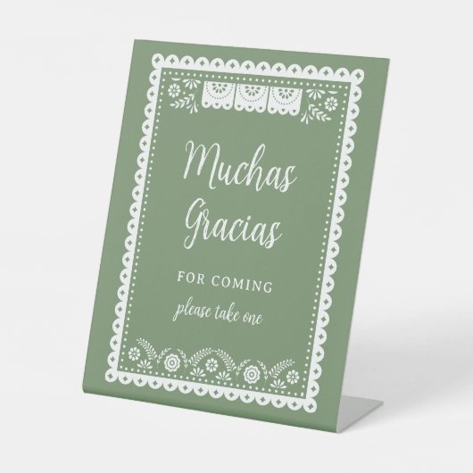 セージ緑Cielitoリンドベイビーシャワーありがとう 台座サイン (正面)