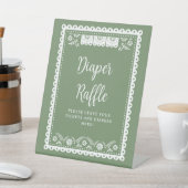 セージ緑Cielito Lindo赤ちゃんシャワーおむつラッフル 台座サイン (インサイチュ)