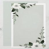 セージ縁どグリーンフラワーオーバーレイ レターヘッド (正面/裏面)