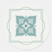 セージ花文様線縁どタイル模様 ラウンドシール (正面)