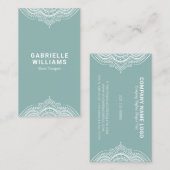 セージ華美グガーリーリーンのホワイトレースフレーム 名刺 (正面/裏面)