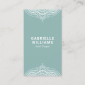 セージ華美グガーリーリーンのホワイトレースフレーム 名刺 (正面)