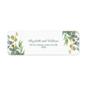 セージ葉と金ゴールド結婚の差出人住所 ラベル (正面)