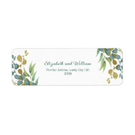 セージ葉と金ゴールド結婚の差出人住所 ラベル