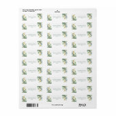 セージ葉と金ゴールド結婚の差出人住所 ラベル (フルシート)