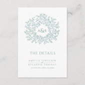 セージ葉グリーンの結婚詳細とQR エンクロージャーカード (正面)