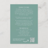 セージ葉グリーンの結婚詳細とQR エンクロージャーカード (裏面)