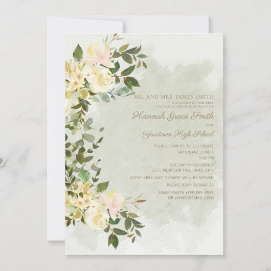 セージ葉グリーンフローラ卒業パーティー 招待状 (正面)