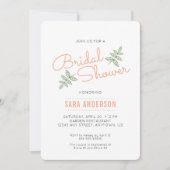 セージ葉グリーンブライダルシャワーアンドコーラル招待状 招待状 (正面)