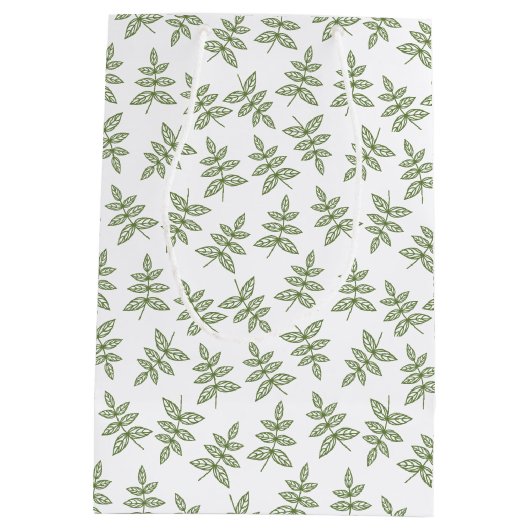 セージ葉グリーン結婚ズ ミディアムペーパーバッグ (裏面)